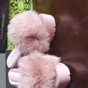 Mauve Furry Platform Heels
